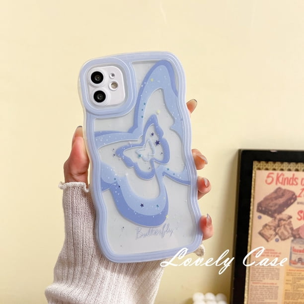 Samsung A14 A04e A04 A04s A54 A23 A13 A33 A53 A73 M23 A03 A03s A02 A12 A22 A52 A52s A72 A32 A51 A71 A50 A50s A30s A31 A20 A30 Funda Para Teléfono Azul Mariposa Suave Transparente Cubierta