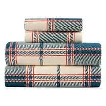 4-Piece Signature Plaid 100% Turkish Cotton Flannel Queen Sheet Set