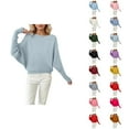 thumbnail image 1 of Chandails Surdimensionnés pour Femmes 2026 Mode Automne Hiver Manches Chauve-Souris Col Rond Tricot, 1 of 4