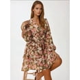 thumbnail image 3 of V-Neck Mini Dress with Floral Print, 3 of 7