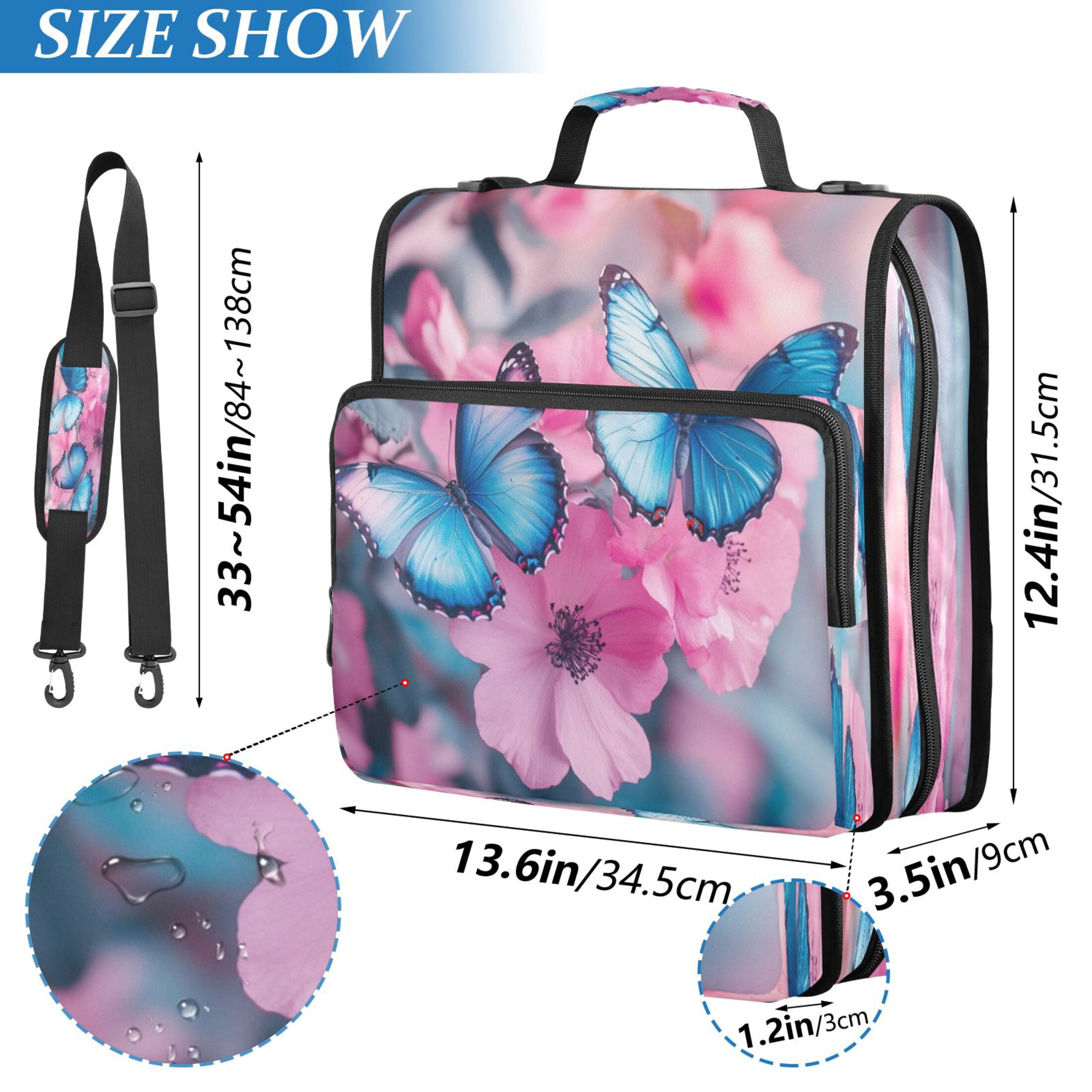 YAZAOO Zipper Binder trapper keeper Documents Organized Design Blue Flutter Serenade Printed