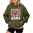 thumbnail image 2 of Football Mama Hoodie for Women Cute Coquette Bow Game Day Football Mom Pullover Sweatshirt, Army Green Hoodie, M, 2 of 8