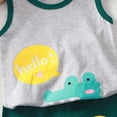 thumbnail image 4 of mgoYE Newborn Baby Boy Clothes Toddler Baby Boy Summer Clothes Plane/Dinosaur Print Tank Vest Top + Elastic Waist Shorts Sets Outfits|Grey 9-18 Months, 4 of 5