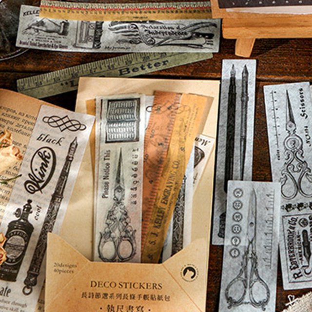 40 pegatinas decorativas creativas para álbum diario de bricolaje, suministros escolares (E) Likrtyny Libre de BPA