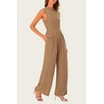 thumbnail image 5 of PRETTYGARDEN Womens Summer Jumpsuits Dressy Casual One Piece Outfits Sleeveless Mock Neck Wide Leg Pants Rompers with Pockets, 5 of 8