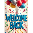 thumbnail image 3 of Welcome Back Banner Colorful Confetti Balloons Decorative Background Party Supplies Event Backdrop Celebration Welcome Banner Photography Props, 3 of 3