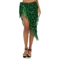 thumbnail image 2 of LWavelet Sequin Fringe Asymmetrical Mini Skirt Women Glitzy Dance Party Trendy Sparkly Bottoms Green One Size, 2 of 4