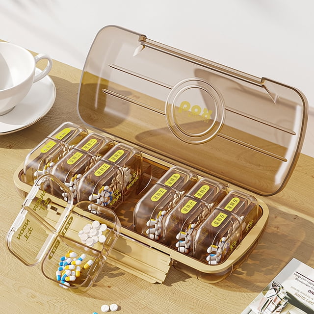 Pastillero Homerr, práctico contenedor para dos pastillas diarias, con 14 compartimentos, organizador semanal para viajes en casa.