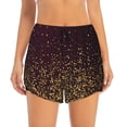 thumbnail image 2 of Honeii Gold sparklin print a double-layered women's running short, ideal for gym, tennis, and various activities, complete with a practical pocket-Medium, 2 of 7
