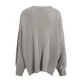 thumbnail image 4 of DuoJiaJ Women's Oversized Knit Sweater Casual Long Sleeve Pullover Tunic Top Soft Comfortable Winter Fall Fashion Loose Fit Round Neck Split Hem Crewneck Sweater Gray S, 4 of 4