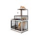thumbnail image 3 of 2 - in - 1 multifunctional dog crate: de madera y metal pet muebles con cat perch, 2 food bowl almacenamiento estantes para dogs y cats to climb, play, y sleep, 3 of 8