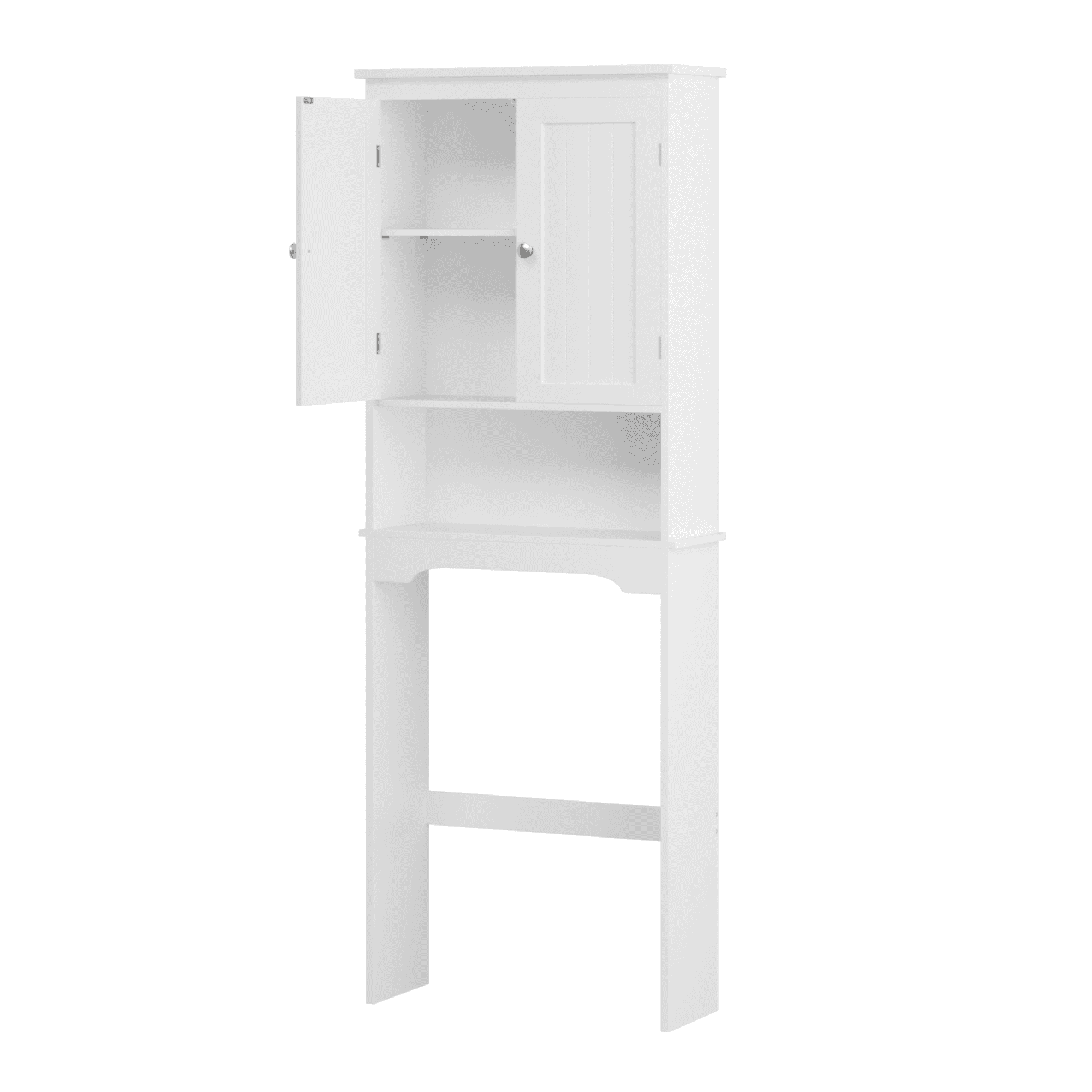 Over the Toilet Storage Cabinet, Bathroom Shelf Organizer, White MDF