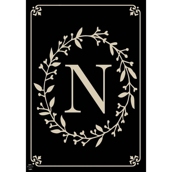 Briarwood Lane Everyday Double Sided House Flag 40x28 For Outdoor Classic Monogram Letter N Double-Sided House Flag