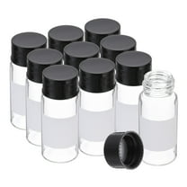 Uxcell 10Pcs 10ml Small Clear Glass Vials with Black Screw Cap, Borosilicate Glass Sample Bottles with Label