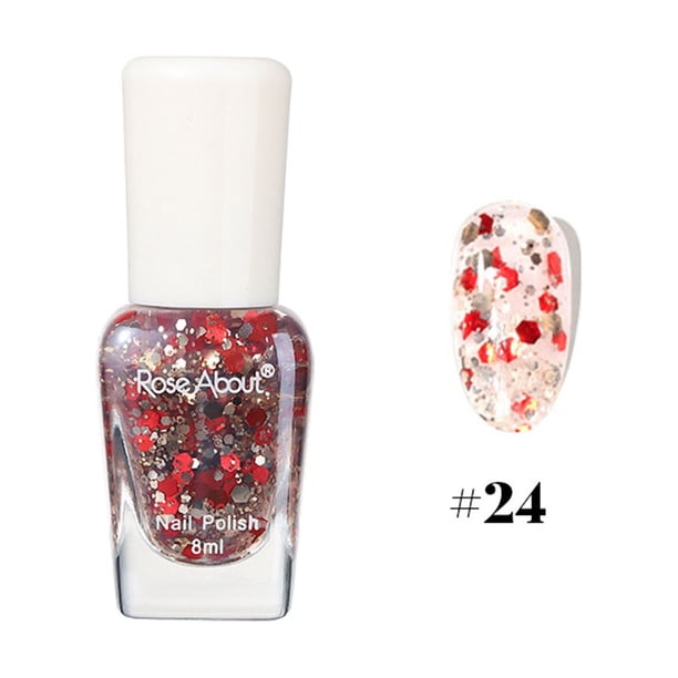 Esmalte de uñas, Regalos para mujeres, Desgarrable, Horneado, Esmalte de uñas a base de agua, Sin olor, Flash, Brillo, Lentejuelas, Mejora de uñas 8 ml