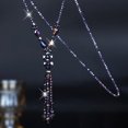 thumbnail image 2 of Collier Pull Perles de Cristal Pailleté Long Collier à Pompons pour Femmes, 2 of 10