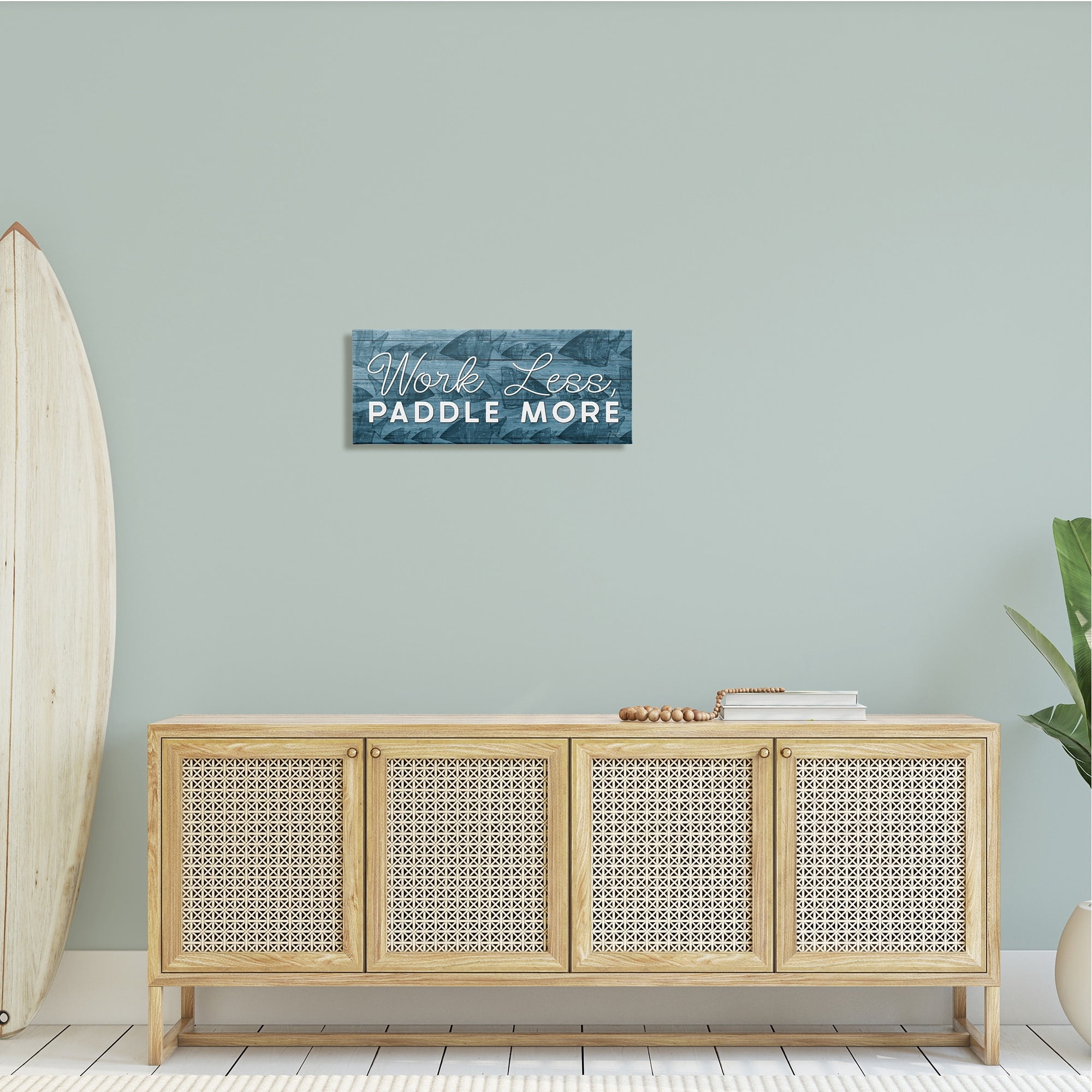 Stupell Industries Work Less Paddle More Fish Patterned Background ,48 x 20, Design by Yass Naffas Designs