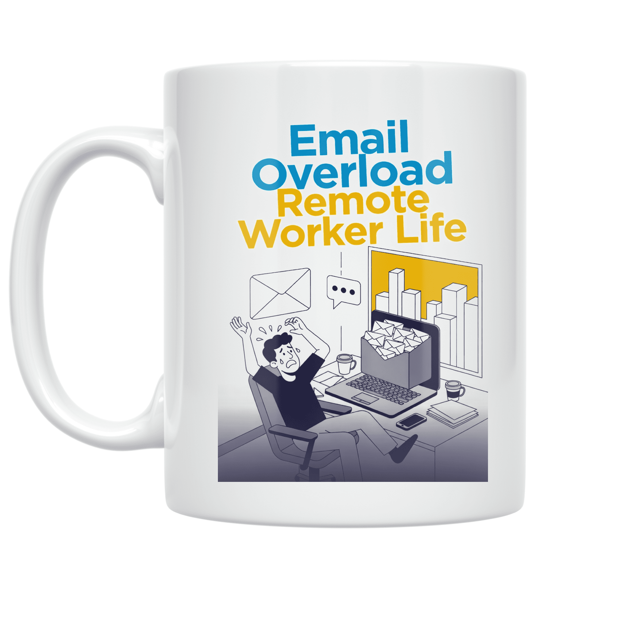 Email Overload Remote Worker Life - Remote Work Enthusiast - 11 oz Ceramic Coffee Mug