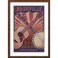 thumbnail image 2 of Art.com Nashville, Tennessee - Guitar and Banjo Music Art Print by Lantern Press, Brown Frame Wall Art, 17" x 23", 2 of 5