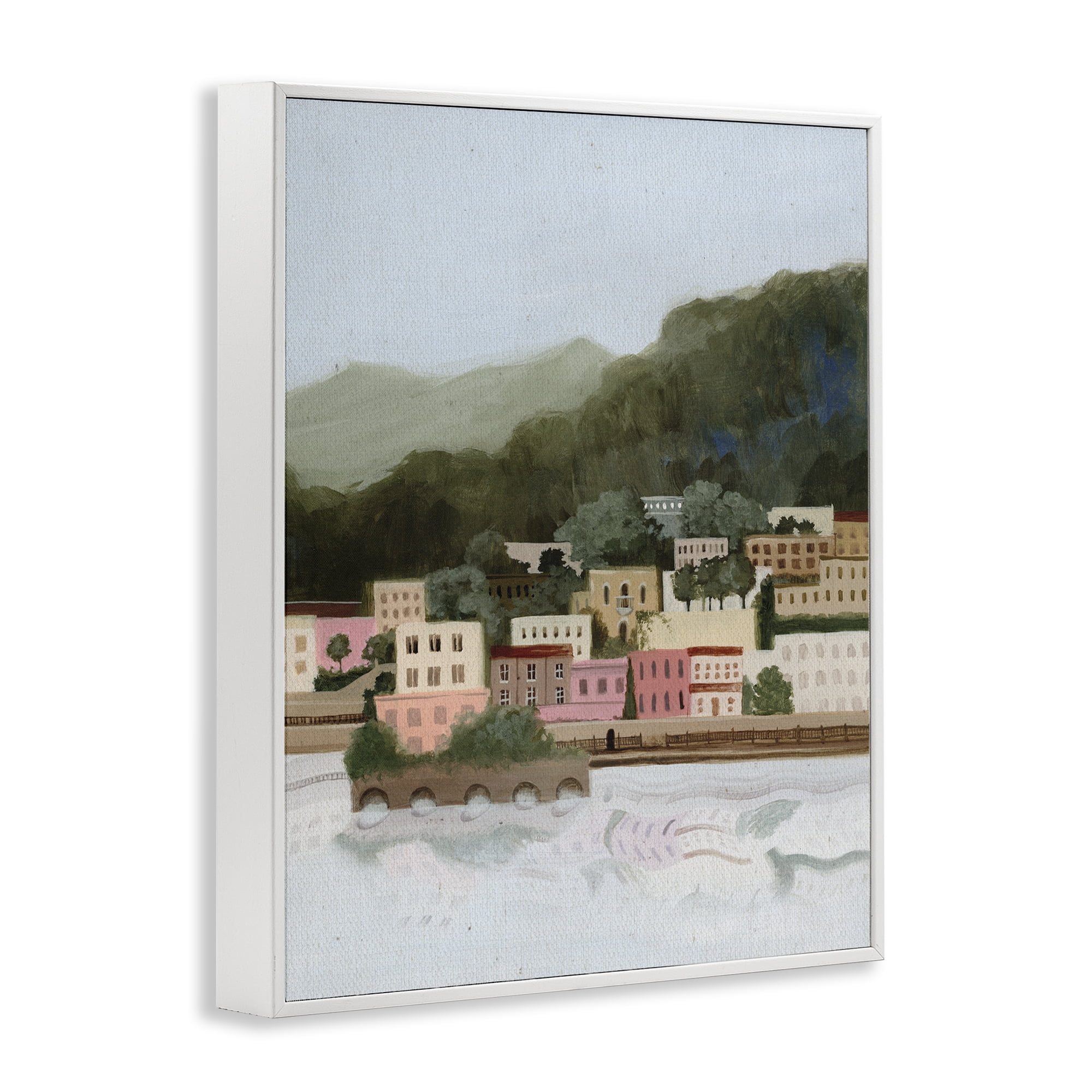 Stupell Industries Mountains By The Sea White Framed Giclee Art, design by Grace Popp
