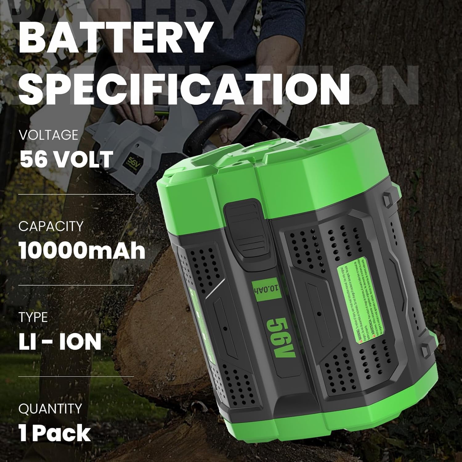 56V 10000mAh Replacement Battery Compatible with EGO 56V Battery 10.0Ah Compatible with EGO 56 Volt Battery Lithium BA2800 BA4200 CS1604 CS1804 CS1403 HT2400 LB6504 LB4800 Power Tool(1Pack