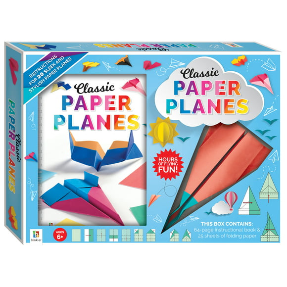 Classic Paper Planes Kit - Paper Plane Making Kits, Includes 25 Sheets of Paper & Instruction Book, Master 20 Different Styles, Learn New Folding Techniques, Activity Books For Kids & Adults 6+