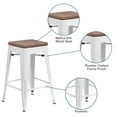 thumbnail image 3 of Flash Furniture Lily 24" High Backless White Metal Counter Height Stool with Square Wood Seat, 3 of 13