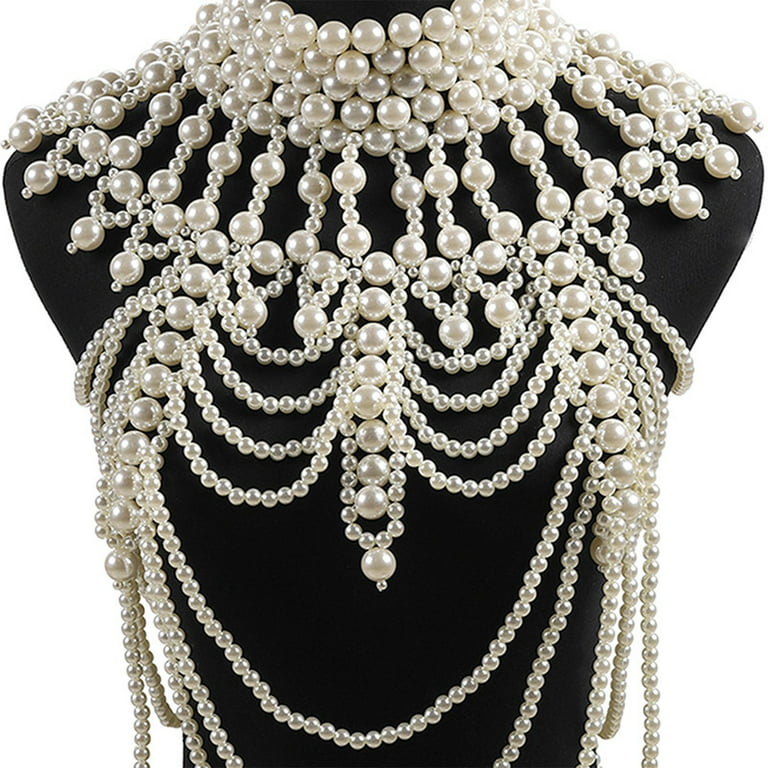 Body Chain Jewelry Pearl Sexy Beaded Collar Shoulder Waist Chain Bra Body  Chains