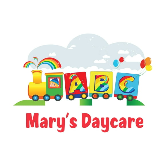 Personalised Name Wall Decal - ABC Train Wall Sticker -Kids Sticker for Daycare room Wall Mural to Transform a Room with a New Look -Size : 20" x 14".