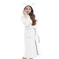 thumbnail image 4 of ATOGUTA Hooded Bathrobe for Girls Kids Boys Fleece Robe Hooded Soft Warm Bathrobes Pajamas Sleepwear for Children Size 5T-15, White, 4 of 5