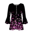 thumbnail image 6 of CFLVAEK Valentines Day Shirts for Women Cute Love Heart Print Pleated Blouse Tops Casual Button Up Shirts Flared 3/4 Sleeve T Shirts Hot Pink M, 6 of 6