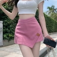 thumbnail image 6 of Slatcetga Skirt High V Waist A Line Irregular Hem Plain Stylish Spicy Miniskirt for Street Daily Pink M, 6 of 8