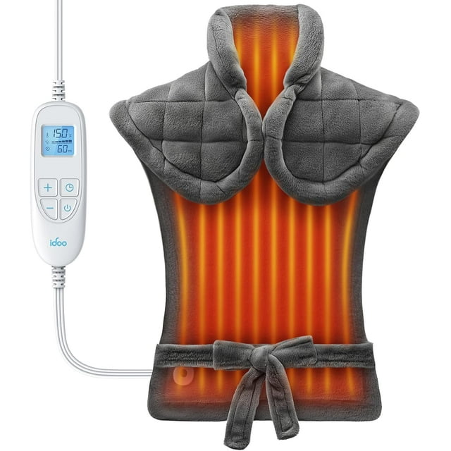 Biwat-Valentines Day Gifts for Him Her, Heating Pads Electric, Birthday Gifts for Women Men Mom, 24"x33" Weighted Electric Neck Shoulders Heat Pad, Large Back Heated Wrap, 6 Heat Settings 3 Timers A