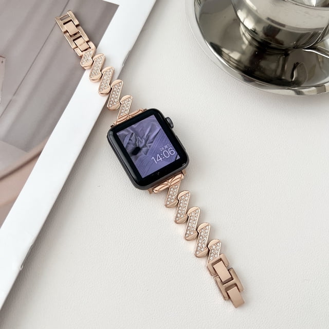 Adecuado para Apple Watch Correa iwatch 9 metal Z patrón 8/7/6/SE/5/4 generación Lightning Diamond Correa