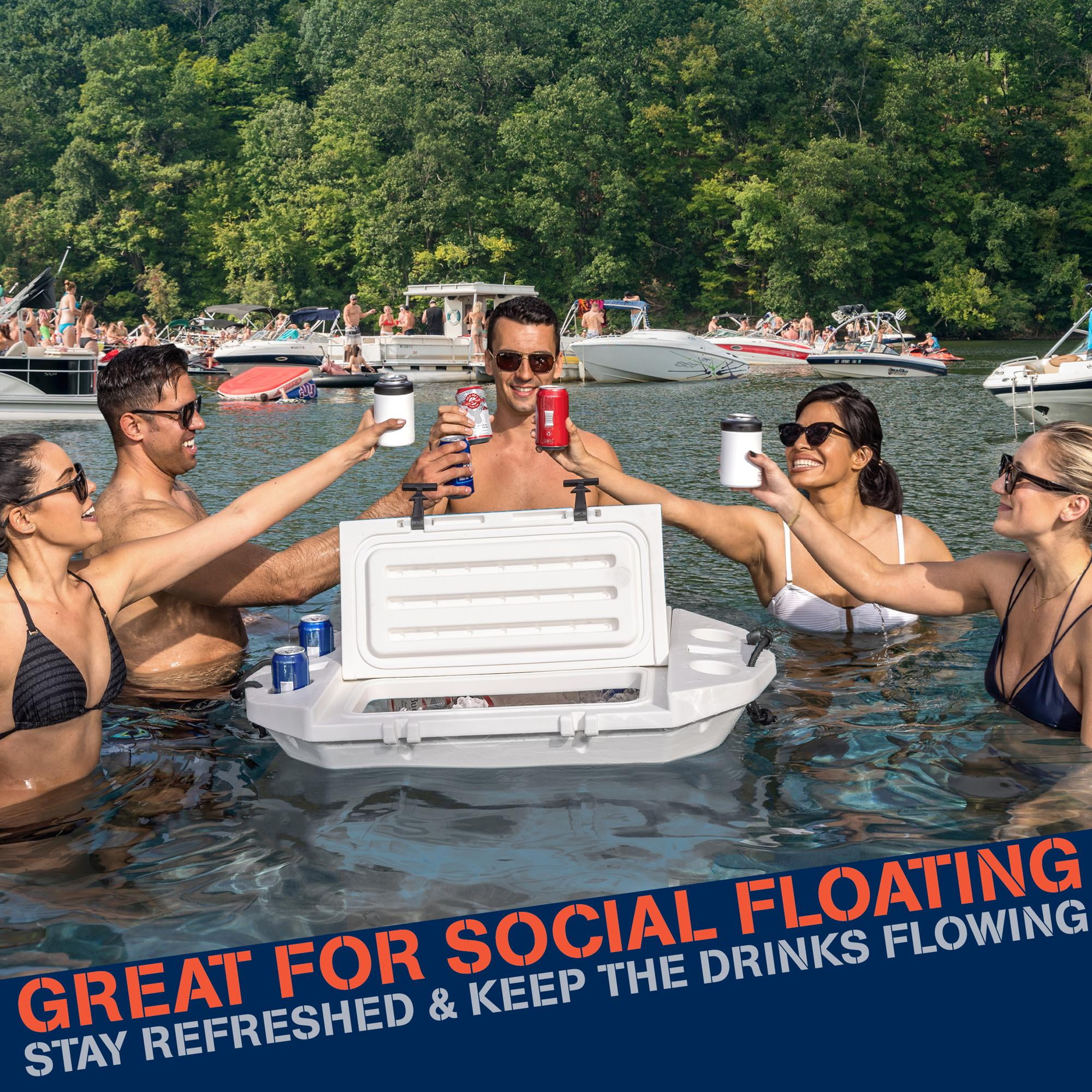 GoSports 40 Quarts Floating Cooler and Dry Storage Vessel with Tow/tie-Down Rope, White