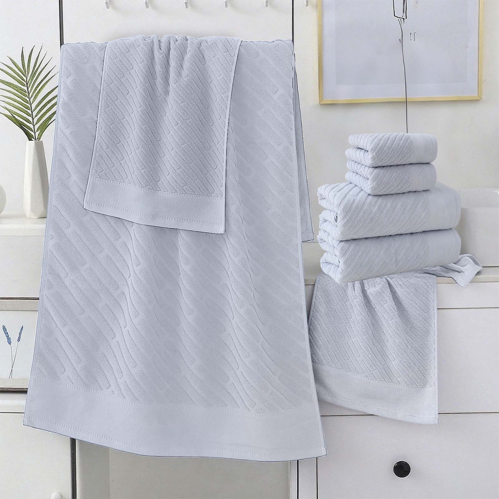 4PCS Bath Towel Sets Cottons 2 Towels 2 Bath Towels Comfortable Absorbent Thickened Soft Gentle for Baby Bath Towel