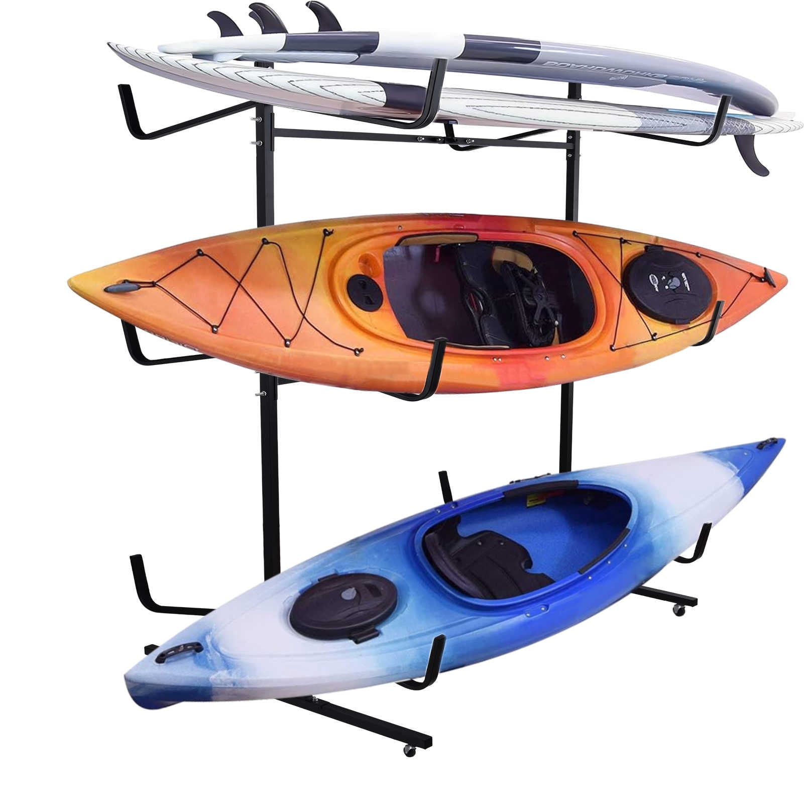 Adjustable Multi-Purpose Watercraft Organizer - 6-Slot Kayak/Canoe Rack for Docks & Garages