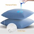thumbnail image 4 of Light Blue Ombre Throw Pillow Covers 16x16 Inch Set of 2, Modern Rustic Aqua Gradient Waterproof Outdoor Pillow Covers, Decorative Cushion Pillowcases for Couch, Sofa, Bed, Garden, Patio, 4 of 9