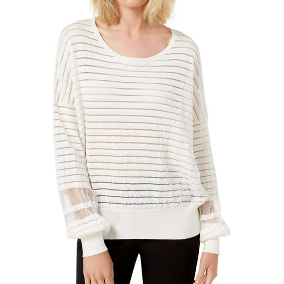 French Connection Chandail en Maille Rayé pour Femmes, Blanc, Très Petit