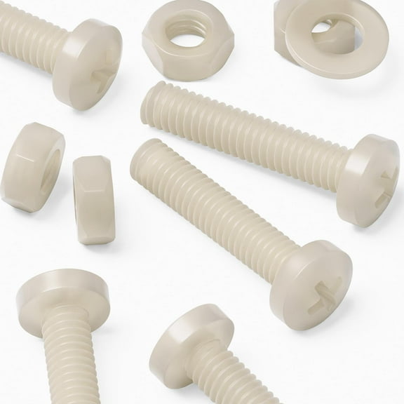 50 x Nylon Pan head, crosshead plastic machine screws, M4 x 20mm, Plastic Bolts, Nuts & Washers, (5/32 x 25/32 in)