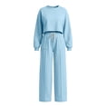 thumbnail image 5 of Turilly Women's 2 Piece Solid Color Crewneck Sweatsuit Set, Long Sleeve Crop Top & Relaxed Fit Wide Leg Sweatpants with Drawstring Pockets, 5 of 6