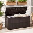 thumbnail image 2 of Gymax 120 Gal Outdoor Deck Box All-Weather Lockable Storage Bin w/ Lid & Handles Dark Brown, 2 of 10