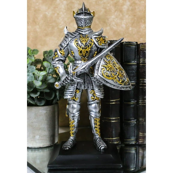 Royal Dragon Order Medieval Swordsman Knight Figurine Suit of Armor Coat Of Arms