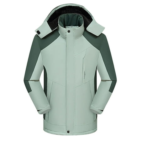 Kayannuo Womens Coats Outerwear Winter Clearance Rain Jacket Womens Waterproof with Hood Women s Winter Detachable Cap And Windproof Thickened Fleece Outdoor Sports Warm Jacket