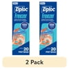 (2 pack) Ziploc Brand Pint Freezer Food Storage Bags, School Supplies, Grip 'n Seal Technology, Zipper, 20 Count