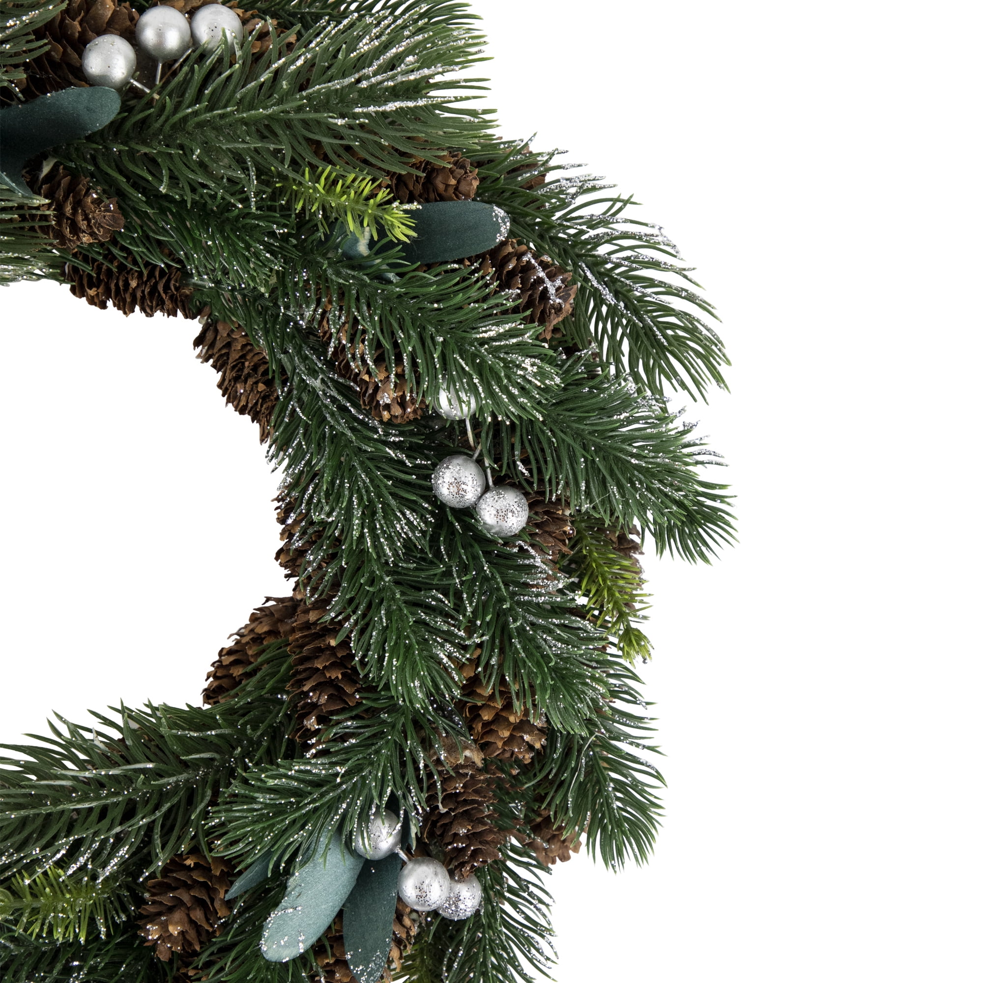 Northlight Glittered Pine, Berries and Pinecones Small Artificial Christmas Wreath - 14" - Unlit