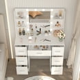 thumbnail image 3 of Yamissi Makeup Vanity Table with Lights, White Vanity Desk with Mirror, 7 Drawers Dressing Table for Women Girls Bedroom, 3 of 8