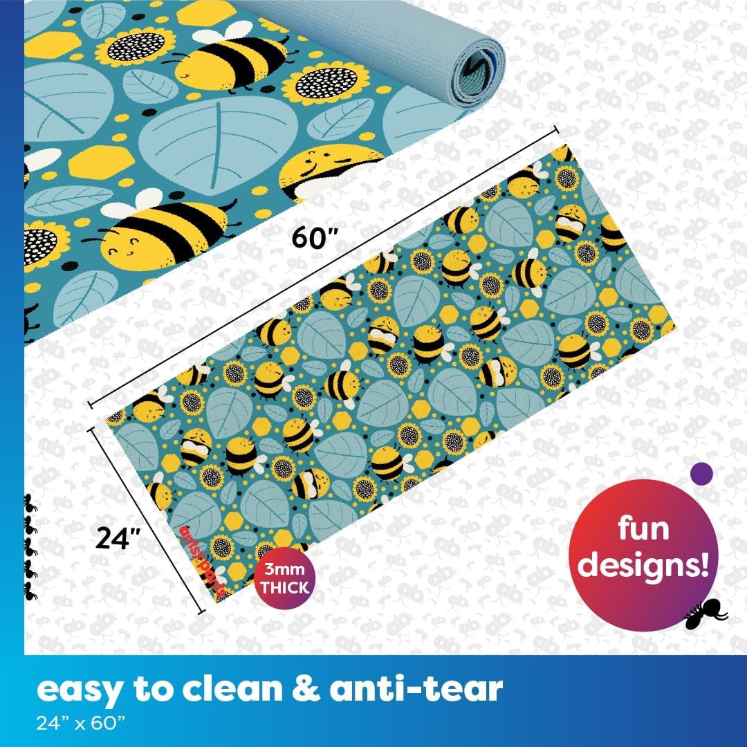 Antsy Pants Kids Yoga Mat - Yoga Mat for Kids, Yoga Mats for Home Workout, Travel Yoga Mat, Yoga Mat Non Slip, 60” x 24”, 3mm Free of Toxic Phthalates, Bumble Bee