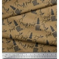 thumbnail image 2 of Soimoi Brown Cotton Voile Fabric Christmas Theme Party Printed Fabric 1 Yard 42 Inch Wide, 2 of 3