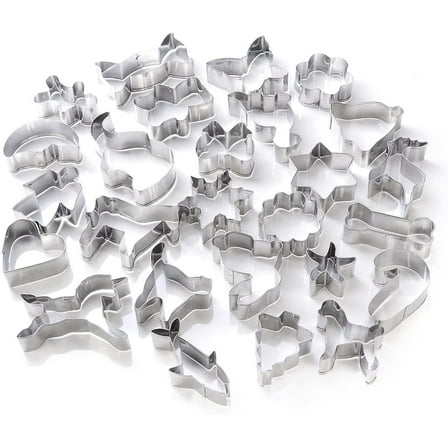 Moncolis 26 Pcs Cookie Cutter Set, Mini Animal Unicorn Classic Shape Cookie Cutters for Kids Christmas Winter Holiday